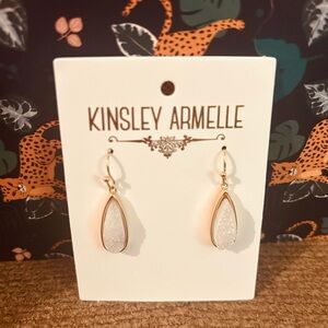 Kinsley Armelle Quartz and Gold Drop Earrings- Druzy Collection-NEW